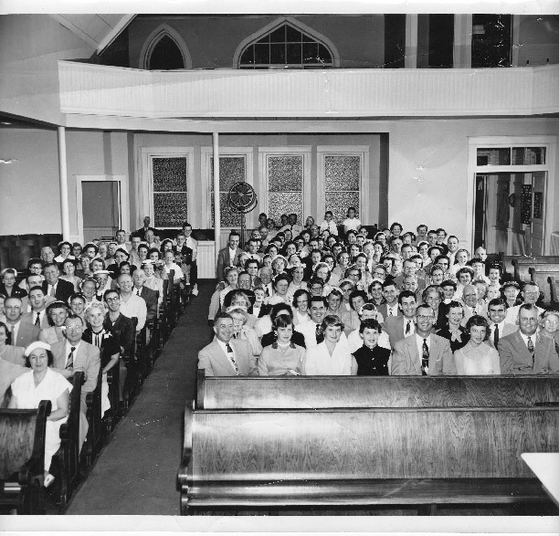 The congregation inside Forest Avenue Tabernacle.